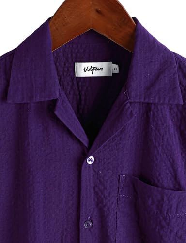 Image of VATPAVE Mens Striped Summer Shirt Casual Button Down Short Sleeve Beach Shirts Cotton Shirts for Men