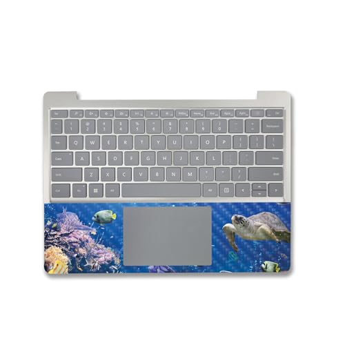 Image of MightySkins Carbon Fiber Skin Compatible with Microsoft Surface Laptop Go 3 (2023) Full Wrap Kit - Reef Life | Protective, Durable Textured Carbon Fiber Finish | Made in The USA