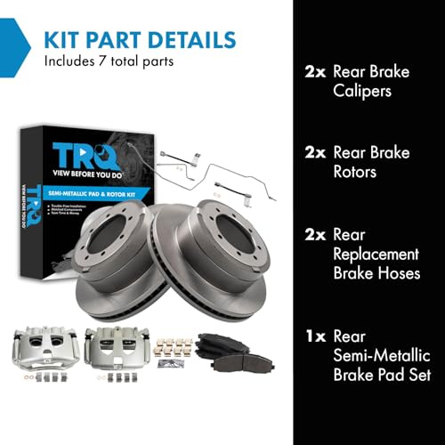 Image of TRQ Brake Pad & Rotor Kit Semi-Metallic Compatible with 2017-2019 Ford F-350 Super Duty