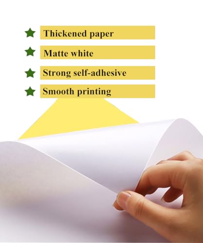 Miguming STICKER PAPER 38 SHEETS 8.5*11 INCH 45 Sheets Of Sticker Paper-White Matte Printable Sticker Paper For Inkjet Printer, Sticker Printer Paper Full Sheet Labels,For Laser/Inkjet Printers,Letter Size thumb #3