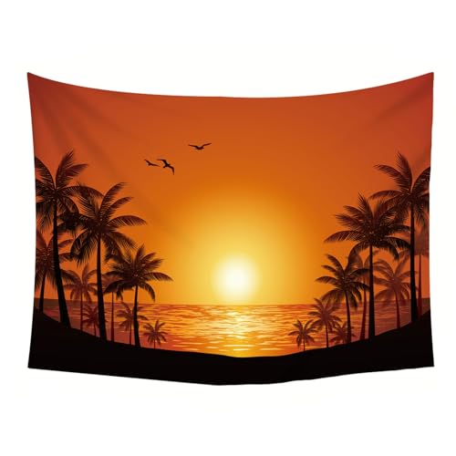 Tapisserie paysage coucher de soleil mer en tissu fluide grand format 220x240CM - 5