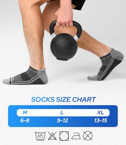Image of BAMBOO COOL Men's Ankle Socks Moisture Wicking Breathable Odor Control Athletic Cushioned Running Socks Arch Support 8 Pack