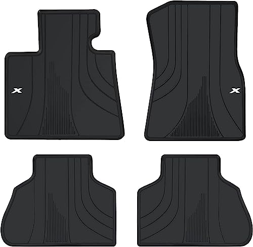 Matericuo Car Floor Mats Custom Fit for BMW X5 G05 2019-2025 2026 Black White Rubber Auto Liner Mats All Weather Protection Heavy Duty Odorless