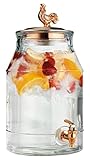 Home Essentials & Beyond 2 gallon Copper Rooster Beverage Dispenser, Clear