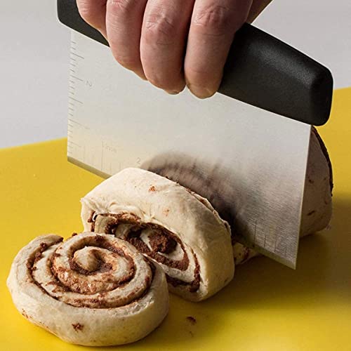 Image of Bench Dough Scraper Chopper Stainless Steel Kitchen Utensil Multipurpose Pastry /Food Cutter Scraper Baking Tool for Cake, Pizza, Bread, BBQ (Pack - 1) (Black)