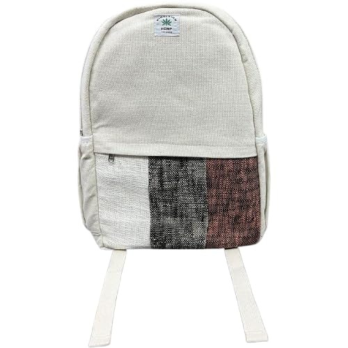 Hemp Natural Canvas laptop Backpack, White with Navy Blue, Red and Grey Striped Panel, Eco Canvas Material, eco friendly backpack, Office, travel, College and daypack, Big Size-image-41
