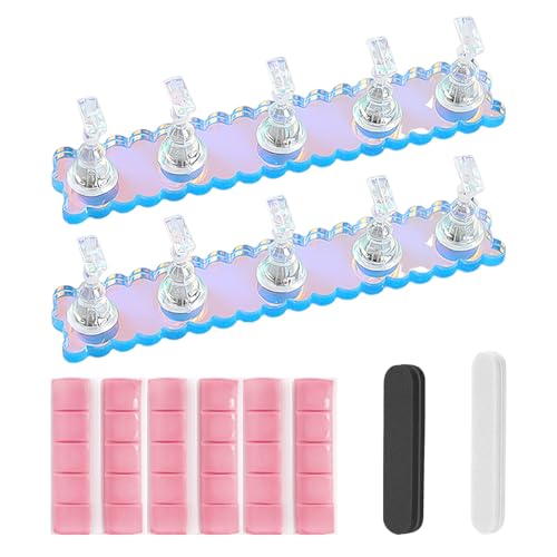 2 Juegos De 5 Bases Para Uñas, 1 Paquete De Arcilla Para Manicura, 2 Limas Para Uñas, Bases Para Uñas, Soportes Para Exhibición De Manicura, Kit De Herramientas Para Uñas