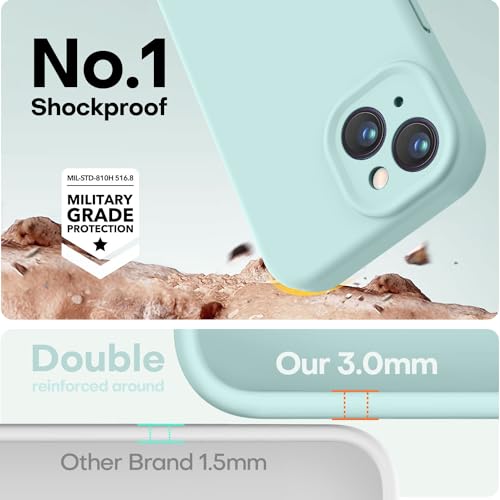Image of LOVE 3000 Compatible with iPhone 15 Case, [Smooth Silicone Full Coverage Camera] [8ft Drop Protection], Soft Microfiber Lining Full Body Protective Case for iPhone 15 6.1 inch - Mint