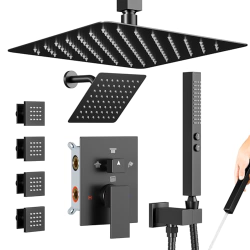 STARBATH Matte Black 4-Way Shower System with Body Jets