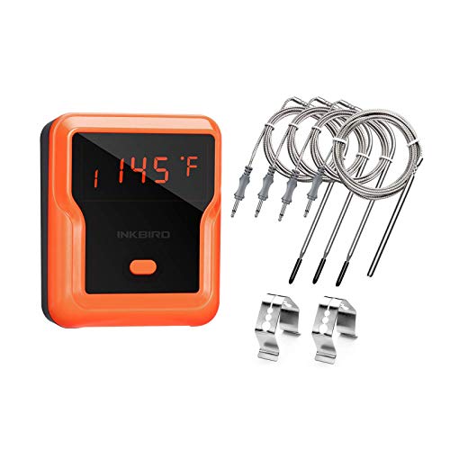 Inkbird Waterproof Meat Thermometer, Wireless Cooking Smoker Thermometer, 150ft Alarm and Timer Digital Food BBQ Thermometer for Kitchen, Grill, Oven, Drum, 4 Probes