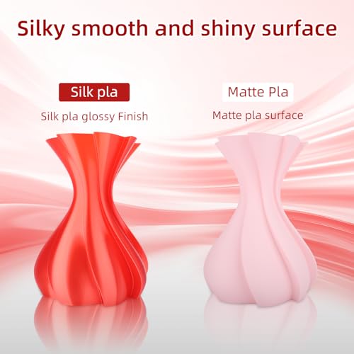 Image of 3DHoJor Silk PLA Filament 1.75mm, PLA Filament 1.75mm Silk Shiny 3D Printer Filament, 1kg Cardboard Spool (2.2lbs), Dimensional Accuracy + /- 0.03 mm, Fit Most FDM Printer（Red）