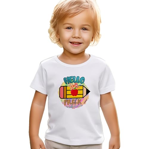 Hello Pre-K #15 Toddler Shirts, 2T-4T, Girls, Pencil, Colorful, Glitter Print, Great for The First Day of School Or Everyday