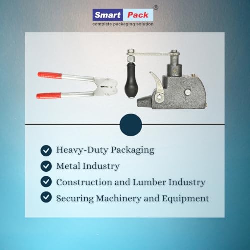 Image of SMART PACK Manual Strapping Tool for Packaging of MS Strip Strapping | Heavy-duty strapping | Goods strapping machine | Portable strapping device | Sealing Width Size 12-19MM, Pack of 1