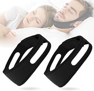 Evsfoex 2PCs Anti Snoring Chin Strap for CPAP Users & Mouth Snorers Snore Reduction Chin Strap Stop Snoring Sleep Aid for Men Women Snore Chin Strap for Snoring Solution Snoring Strap (2 Black).