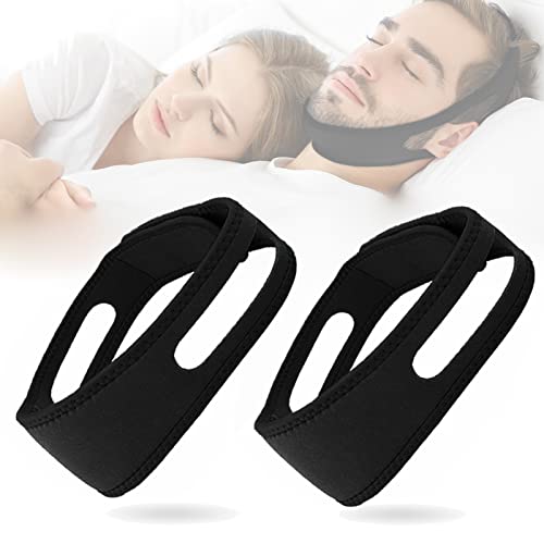 Evsfoex 2PCs Anti Snoring Chin Strap for CPAP Users & Mouth Snorers Snore Reduction Chin Strap Stop Snoring Sleep Aid for Men Women Snore Chin Strap for Snoring Solution Snoring Strap (2 Black).