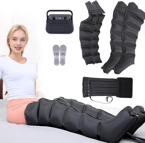 Maquina Presoterapia Para Casa,Masajeador De Piernas Con Compresión De Aire, Botas Presoterapia Piernas,Masajeador Tejido Profundo Amasamiento Para Pies (negro, 2 piernas + 2 brazos + cintura)