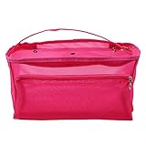 Color: rojo rosa Bolsa de almacenamiento de lana portátil, bolsa de almacenamiento de hilo de tejer multifuncional organizador de lana cesta de almacenamiento rojo rosa diseño inteligente