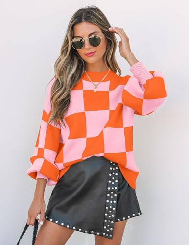 Image of ZESICA Women's 2026 Fall Striped Pullover Sweaters Tops Fashion Outfits
