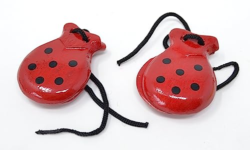 rojo 1 par ESPAÑOL pequeño CASTAÑUELAS 6cm (2-6) natural madera pino TAMAÑO para los pequeños