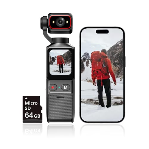 IKLOOCQ WiFi 4K Sports Action Camera with Image Stabilization Portable Wireless POV Vlogging Camera for Vlogging Handheld Small WiFi Body Cam Video Camera with Touchscreen and 64GB SD Card