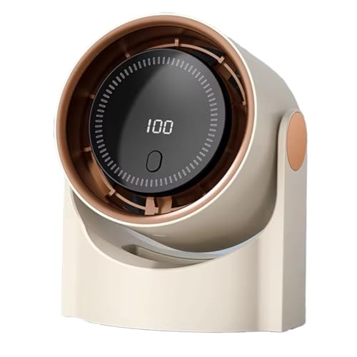 Toolvvik Ventilador de Escritorio de 4 Velocidades con Control de Viento, Eléctrico, de Alta Velocidad, Recargable por USB, Color Beige.