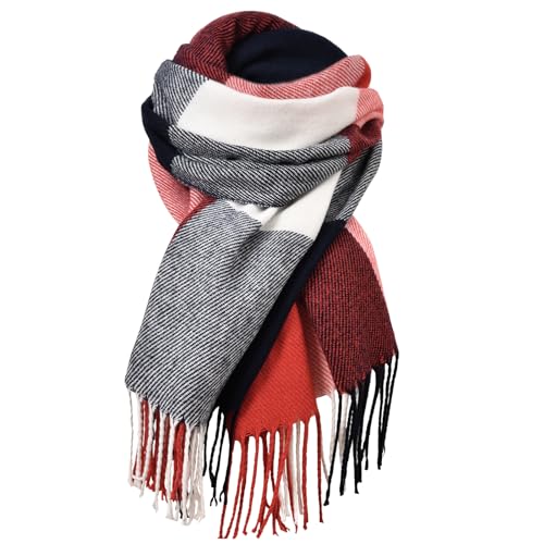 fauson Winter Scarf for Women, Winter Warm Women's Scarves, Soft Blanket Scarf Classic Tassel Plaid (Red) fauson Winter Scarf for Women, Winter Warm Women's Scarves, Soft Blanket Scarf Classic Tassel Plaid (Red)