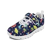 Forchrinse Colorful Dinosaur Boys Sneakers Kids Cool Animal Print Tennis Running Shoes Non Slip Sport Strap Athletic Fashion Sneakers Lightweight for Little/Big Kids