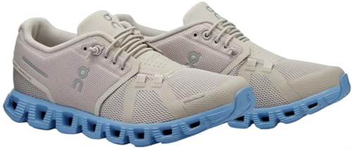 On Women's Cloud 5 Sneakers, Pearl/Neptune, 9.5 Medium US4