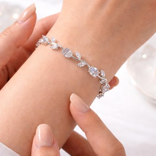 Image of Trending Tulip Bracelet for Women Stylish | Silver and Gold Toned Crystal Floral Tulip Bracelet for Girls & Women | Rapunzel Inspired | Romantic Gift Jewellery