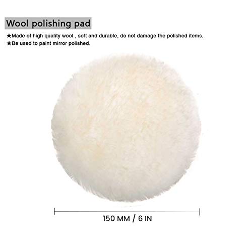 MATCC 5 Pcs 6 Inch Polishing Buffer Wool and Wheel Polishing Pad Woolen Polishing Waxing Pads Kits with M14 Drill Adapter