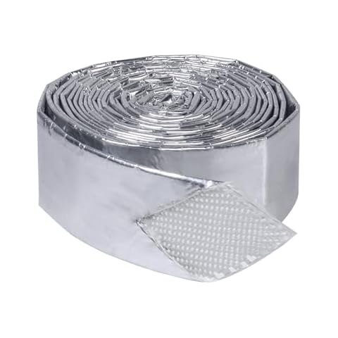 Fourub Automotive Aluminum Heat Shield Sleeve Wrap Wire Up to 485 °F, Cable Heat Shield Fire Sleeve Heat Resistance Silver Inner Diameter (1" 6Ft) Cover