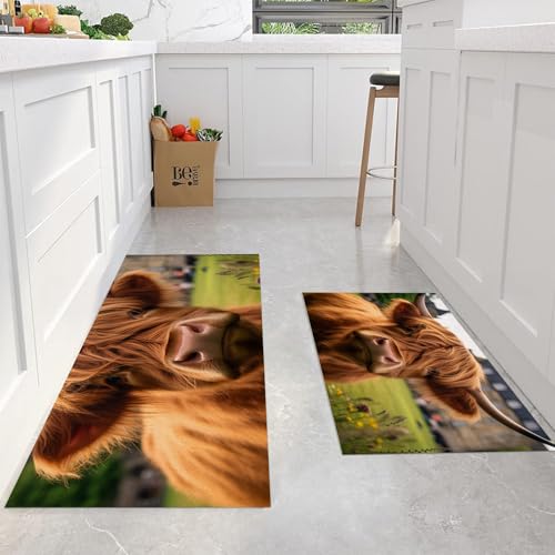 Alfombras de cocina de ganado escocés para proteger tu suelo con estilo rústico 4