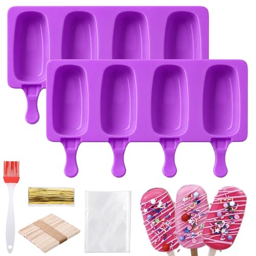 Juome Cake Pop Mold Kit, Cakesicle Molds Silicone with Sticks & Bags,Purple