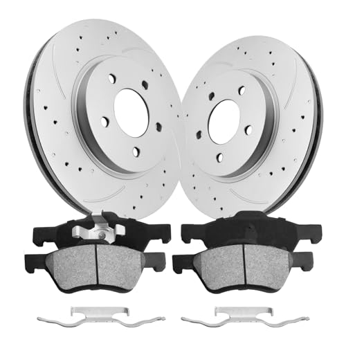 funire Front Brake Kit, Brake Rotors and Brake Pads Compatible with 2005-2010 Ford Escape/Mercury Mariner (4-Wheel Disc Brakes) Anti-Rust Geomet Coated |302.9mm(11.9in) |Front Brake Rotors by funire - Used condition - US$108.28