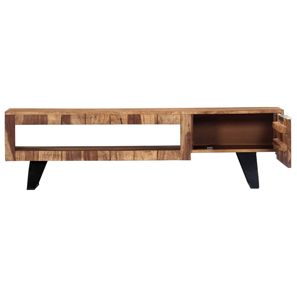 Generic Szafka Pod Telewizor z Litego Drewna Akacjowego o Wymiarach 140 X 30 X 40 Cm, Modny Design, Solidna Stalowa Rama, Schowek na Bibeloty, Konsole do Gier, Urządzenia