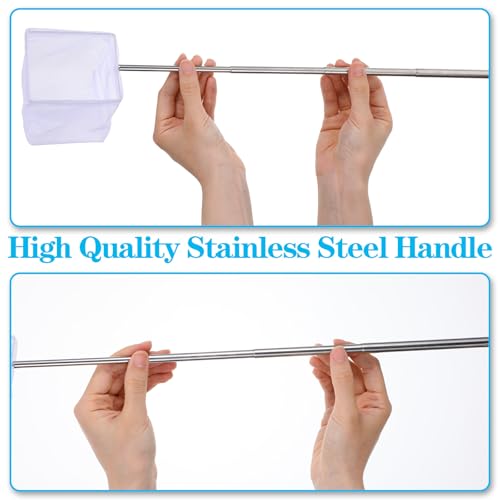 Tyqour 2 Stück Kescher Aquarium Fischnetz Mini Aquarium Kescher Klein mit Ausziehbarem Metallgriff,Garnelen Fangnetz Fischernetz Kleines Aquarienkescher für Fischbecken Kleine Teiche Pools 8/10cm