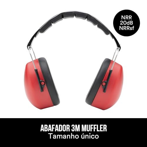 3M, Muffler, Abafador de Som e Ruído, 1 unidade - Vermelho e Preto