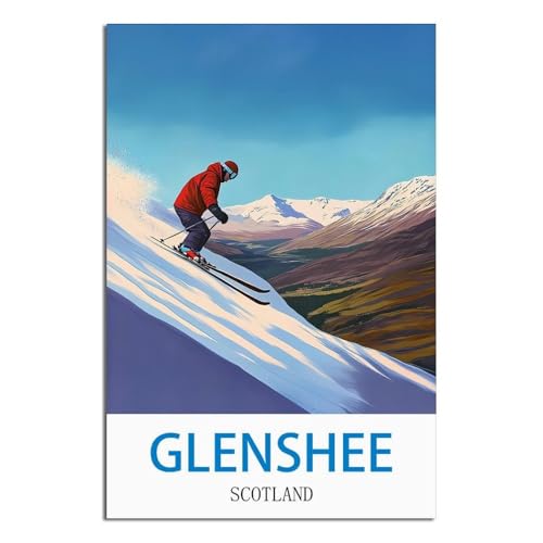Poster Glenshee Scotland vintage pour une déco murale de salon rétro