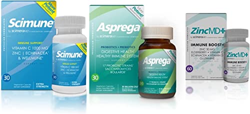 Scimera Immune Support And Digestive Health Value Pack (30 Ct Asprega, 30 Ct Scimune, Zincmd) #TOP10