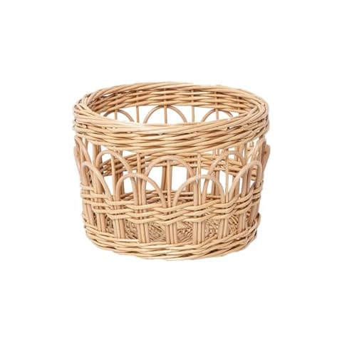 Round Wicker Basket, Woven Hollow Willow Storage Basket for Decoration Organizing Shelves Cover
