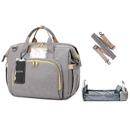 HALOVIE Bolsa de Pañales para Bebés Cuna de plegable Portátil con Cambiador Mochila