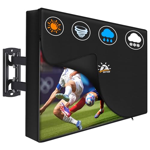 Zettum Outdoor TV Cover 50 Inch – 600D Waterproof Weatherproof TV Protector with Zipper for...