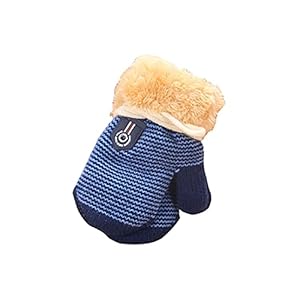 Baby winterwanten gebreide handschoenen met fleece gevoerde hang nekwanten voor baby’s jongens meisjes 6 maanden – 3…