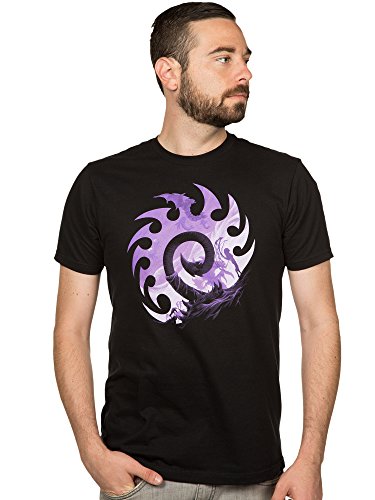 JINX Starcraft II Zerg Silhouette Logo Men's Gamer Graphic T-Shirt, Black, Large