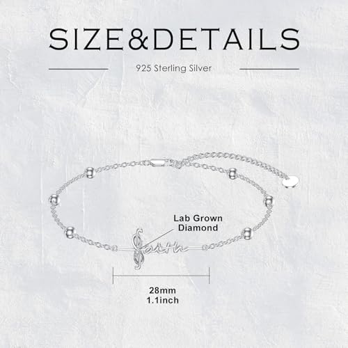 Diamond Faith Cross Bracelet for Women 925 Sterling Silver Lab Grown Diamonds Jewelry Gifts for Mom Wife Girlfriend Daughter Sister Friend 6