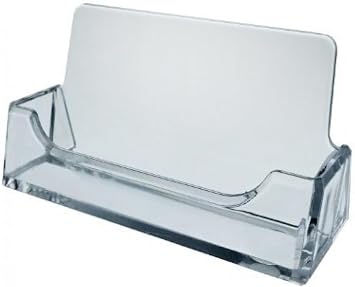Dazzling Displays Clear Acrylic Injection-Molded Business Card Holder, Desk Business Card Organizer - Pack of 10