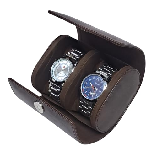 Image of THE CASE Luxury Watch Roll Case - Travel Watch Organizer-Watch Travel Case for 2 Watches | PU Leather Portable Gift Box for Watch Collectors
