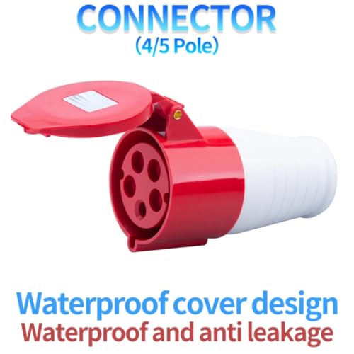 Conector de enchufe industrial tipo socket de pared IP44 de 32A y 4 pines 7