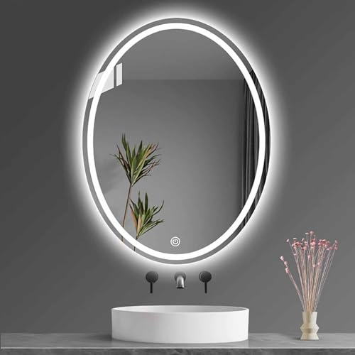 Miroir de salle de bain ovale anti-buée à éclairage variable - 2