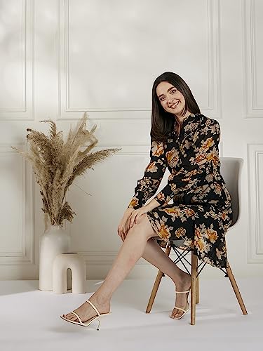 Image of Carlton London Women's Georgette A-Line Knee-Length Casual Dress